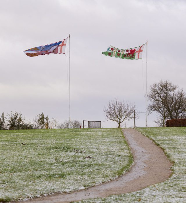 Country Park And Battlefield Trail Flags In The Snow Aspect Ratio 640 700